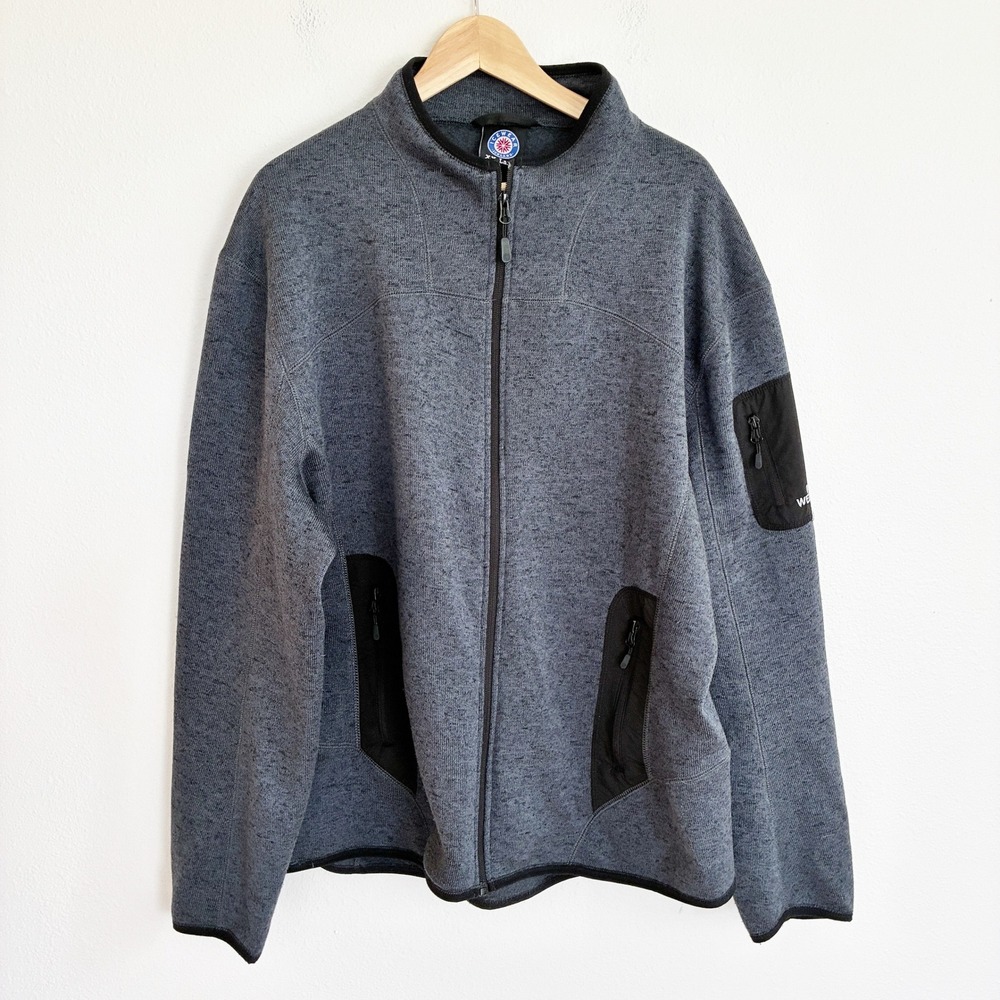 Icewear Icelandic Lucas Full Zip Fleece Sweater Jacket Men XXL Blue Heather Knit